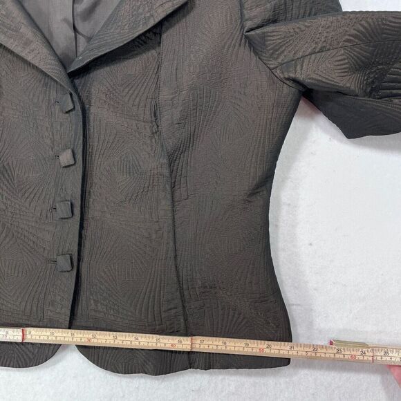 Albert Nipon Blazer Women 14 Brown Short Formal Career Embossed Evening Work Y2K - Picture 9 of 13